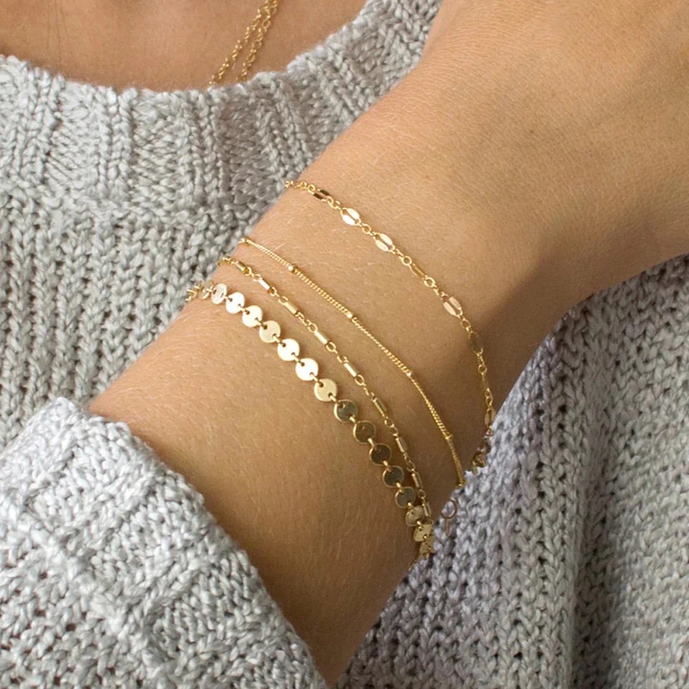 SET OF 4 THIN BRACELETS - GOLD-PLATED - ELODIE MODEL