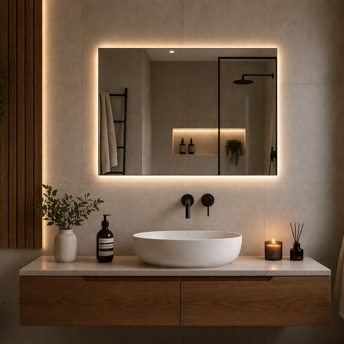 Badkamerspiegel met Verlichting 60x80 cm – LED Anti-condens Dimbaar