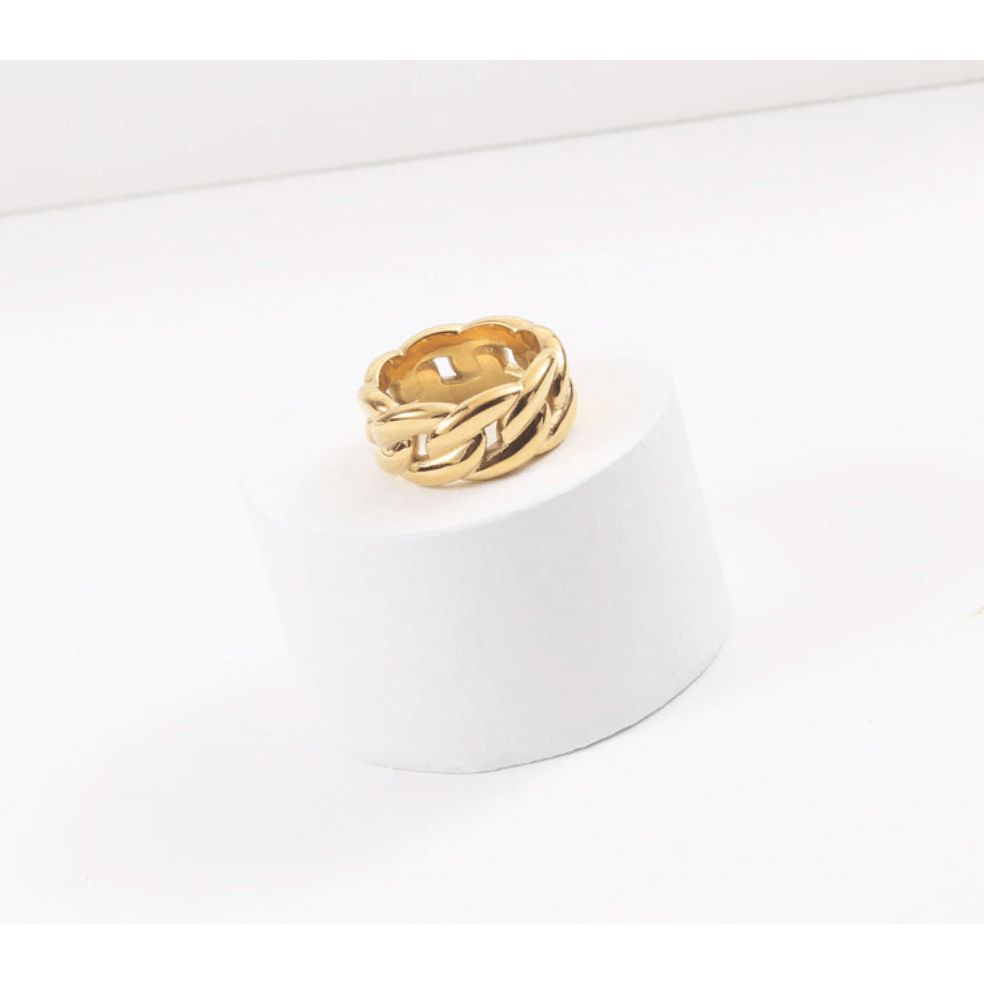Maëlys - Wide Twisted Rope Gold Ring