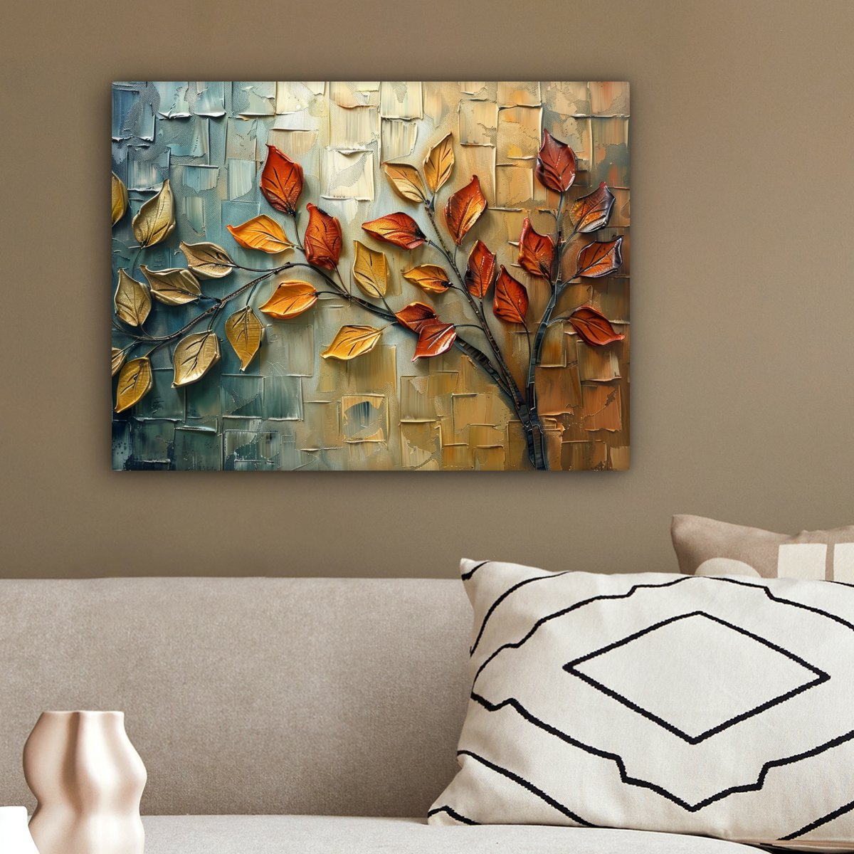 Canvas schilderij  - Wanddecoratie Boom - Abstract - Natuur - Kunst - Muurdecoratie woonkamer - Kamer decoratie modern - Abstracte schilderijen