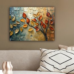 Canvas schilderij  - Wanddecoratie Boom - Abstract - Natuur - Kunst - Muurdecoratie woonkamer - Kamer decoratie modern - Abstracte schilderijen