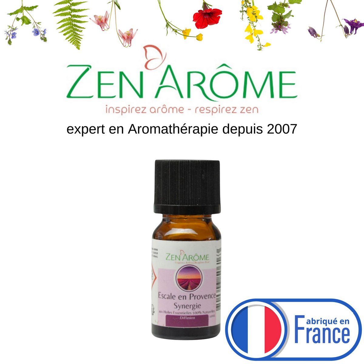 Synergy of essential oils - Escale en Provence - 10 ml - Use for Diffusion - Packaged in France