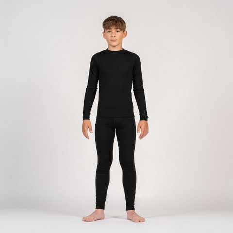 Set met lange mouwen voor kinderen 250 Merino Zwart