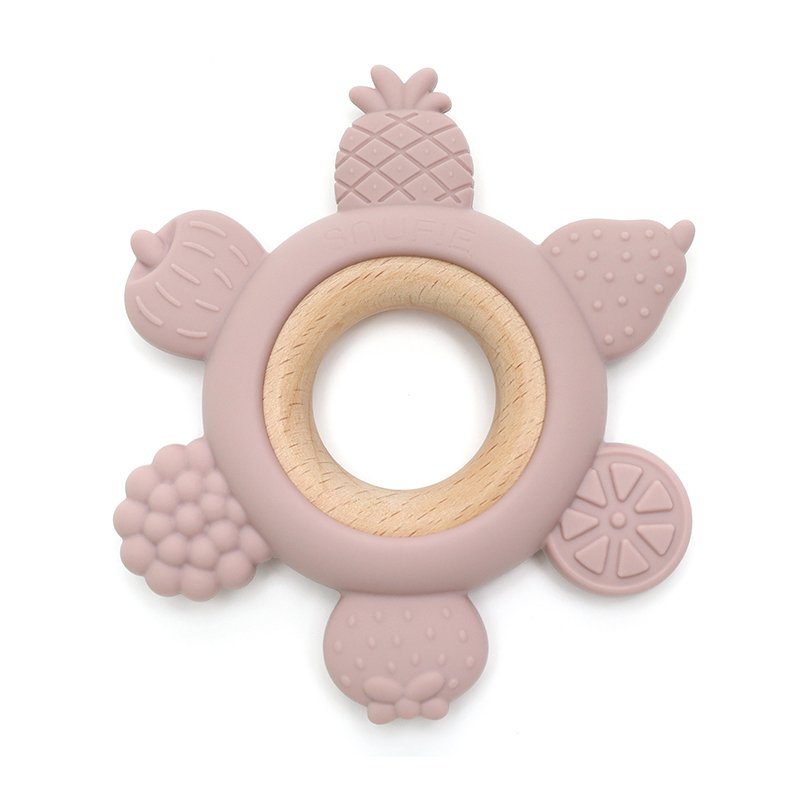 Soft & Hard | FRUIT PUNCH Wood & Silicone Teether | BLUSH