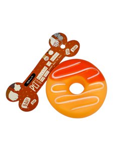 Donut-Spielzeug für Haustiere – orangefarbener, quietschender Kauring