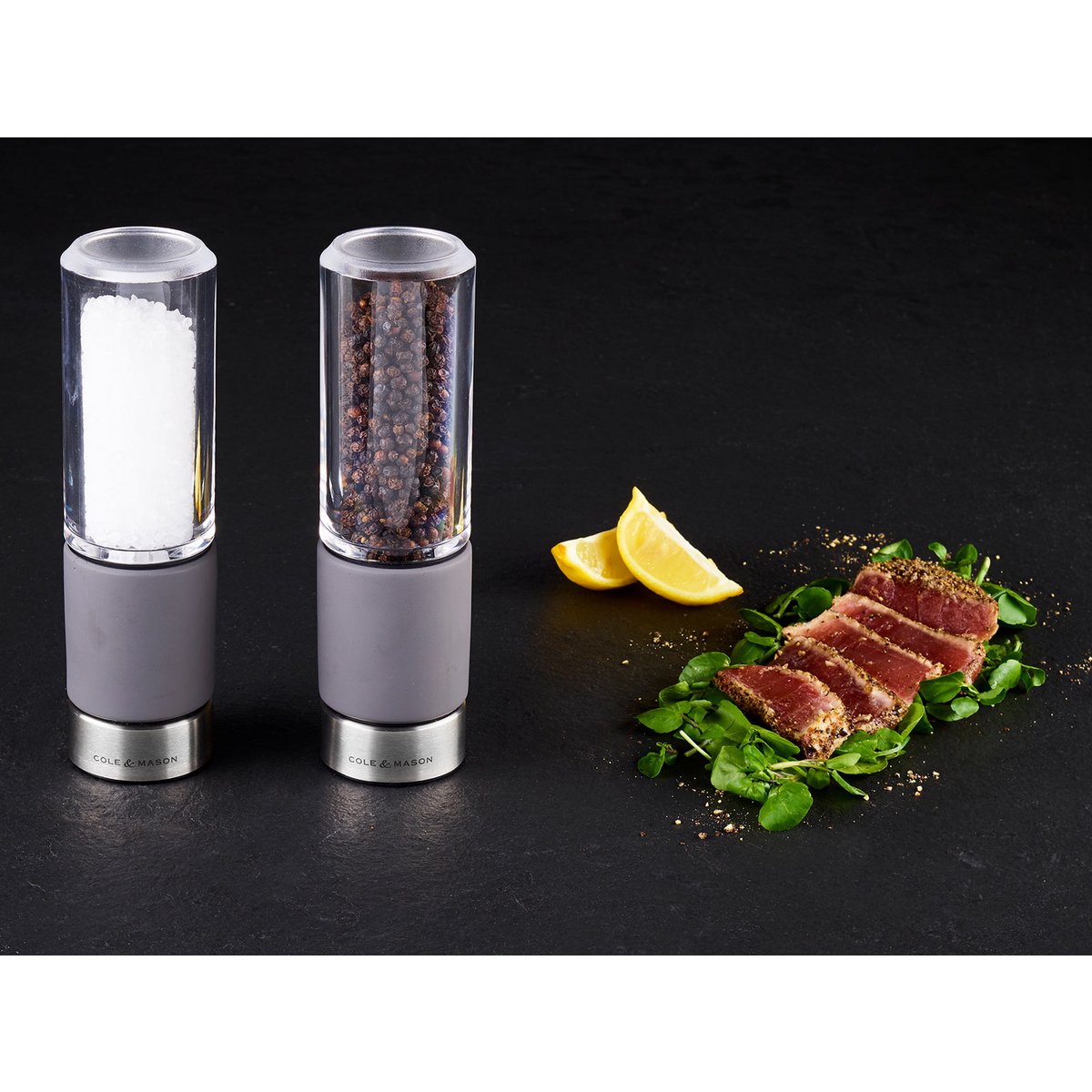 Precision+ Stemless Regent Concrete Pepper and Salt Mill Set 18cm