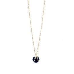 Gold necklace with a black ball charm. The charm is a simple, elegant design that can be worn for various occasions.