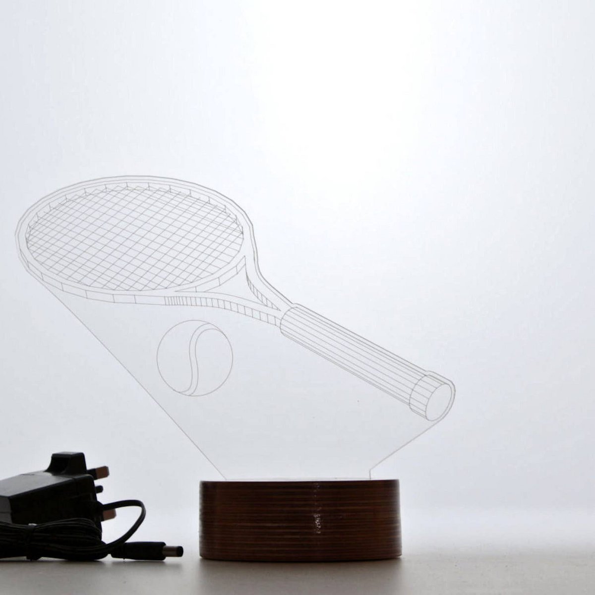 3D Tennisracket Cadeau Tafellamp | Hout