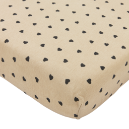 Hoeslaken Jerseydruck Sweet Heart Soft Sand/Schwarz 70x140/150cm