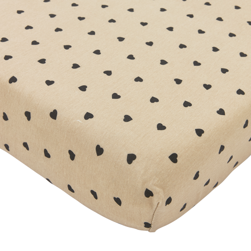 Hoeslaken Jerseydruck Sweet Heart Soft Sand/Schwarz 70x140/150cm