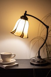 Lampada da tavolo Tiffany Ø 15x46 cm lampada da scrivania tiffany marrone beige marrone