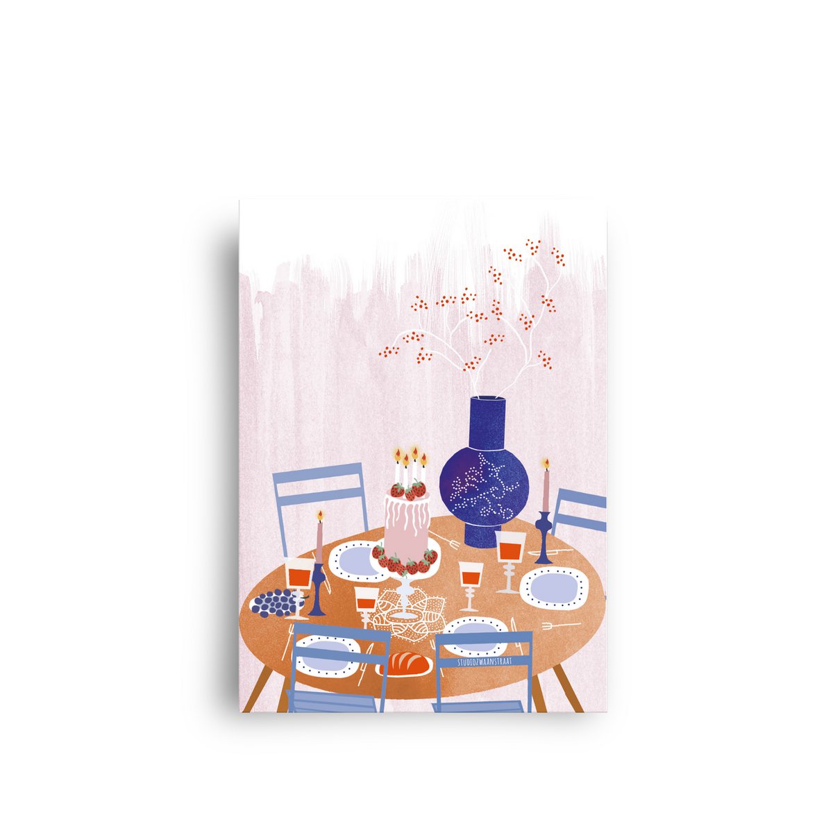 Postkarte 'Kuchen essen'
