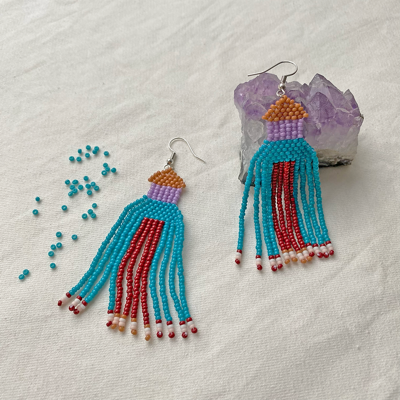 Pendientes Folk hechos a mano - Violeta