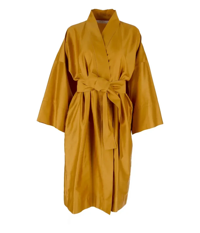 Satin kimono badekåbe Solid Antique Gold