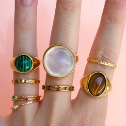 Zana - Ædelsten Signet Ring Malakit