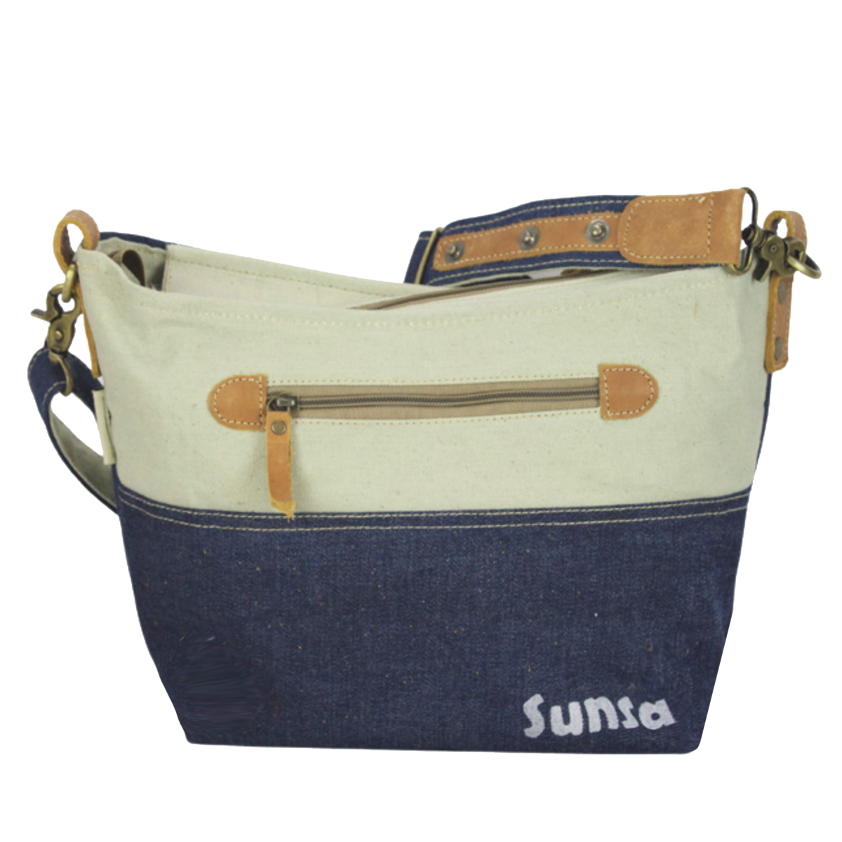 Sac bandoulière femme Sunsa. Sac bandoulière en jean et toile upcyclés. Sac à main style rétro vintage. Sac bandoulière pour femme.