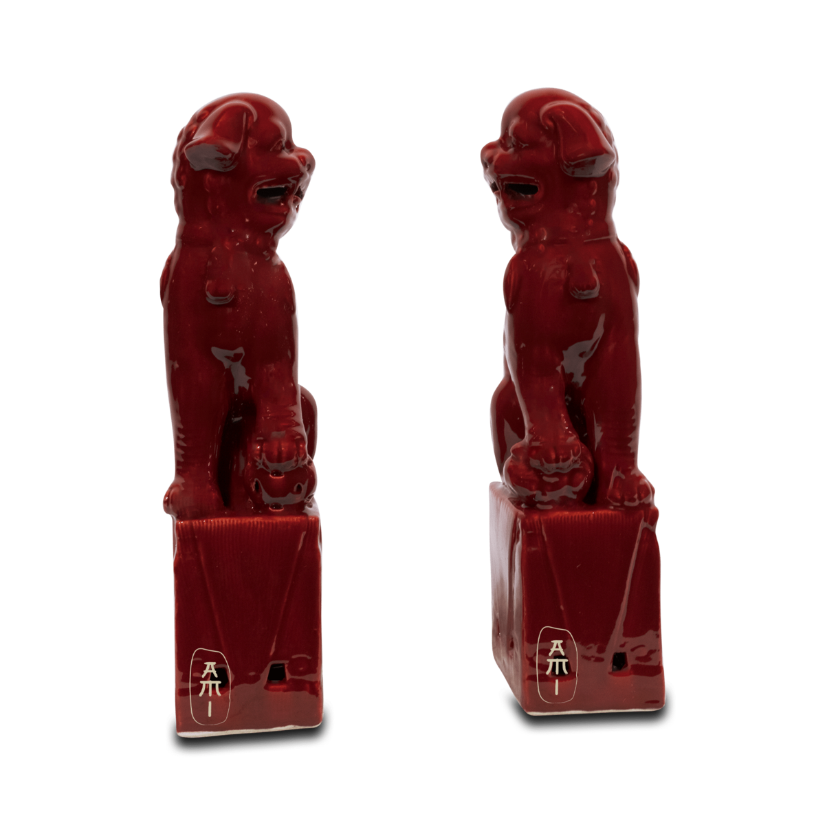 Red fu dog set