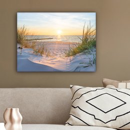 Canvas Maleri - Wall Decoration - Beach - Sun - Dune - Grass - Sand - Horizon
