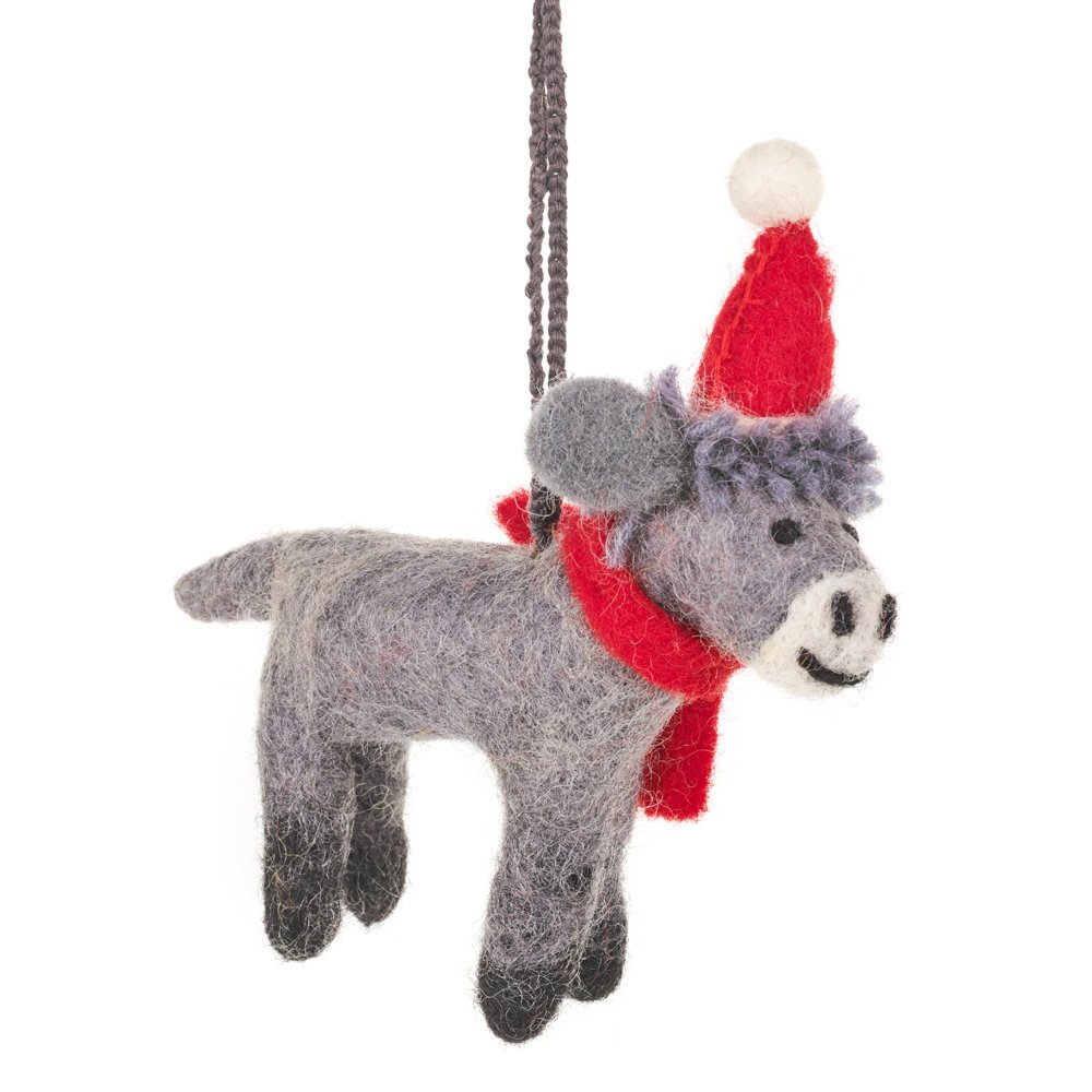 Handmade Felt Biodegradable Christmas Donkey Tree Hanging Decoration