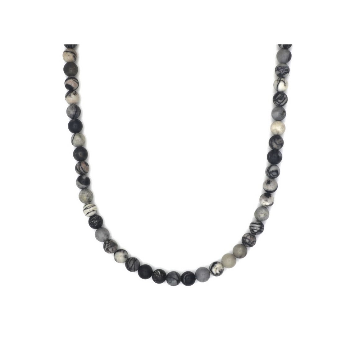 ketting Rantai Enam Picasso jaspis (6mm), roestvrij staal