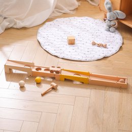 KIAN Family: Wooden knocking bench with ball and car racing track