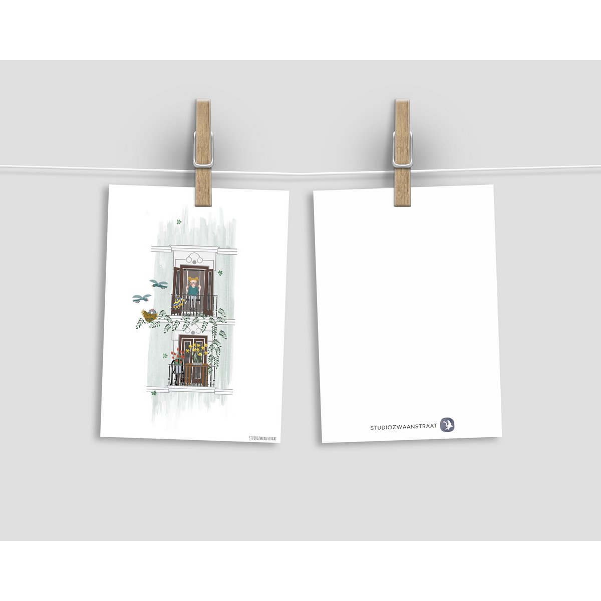 Postkarte 'Balkon im Frühling'