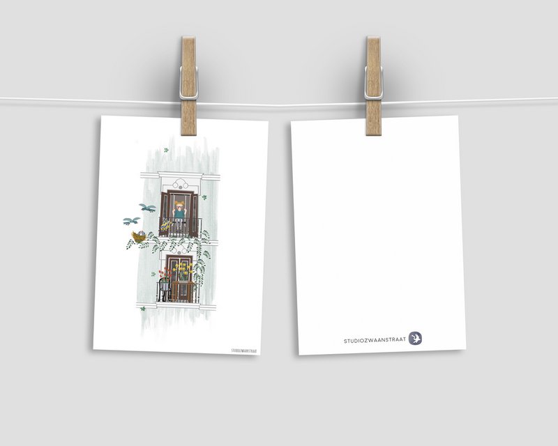 Postkarte 'Balkon im Frühling'