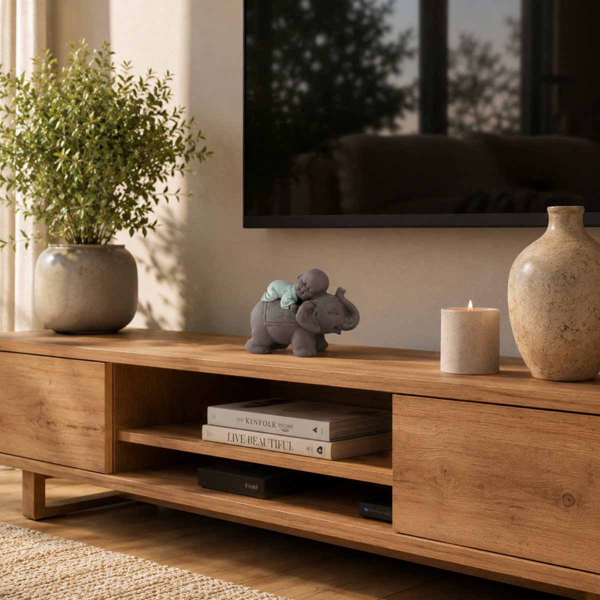 Figurka Buddy – Słoń Bonze – Dekoracja Zen i Feng Shui – Duchowa i zrelaksowana atmosfera – Dekoracyjny pomysł na prezent