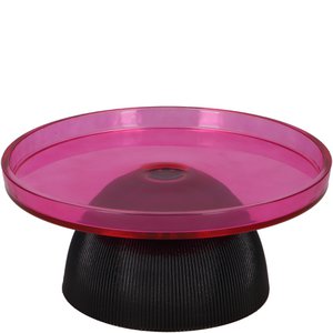 Glass plate Moga on foot, D26cm, H11.5cm, pink