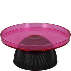 Glass plate Moga on foot, D26cm, H11.5cm, pink
