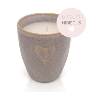 Stoneware scented candle "HIBISCUS" in an espresso cup "Heart" sand