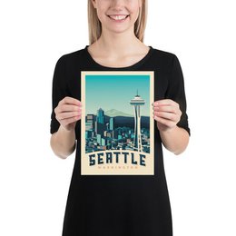 Vintage Seattle Poster | Premium poster City Seattle Washington USA