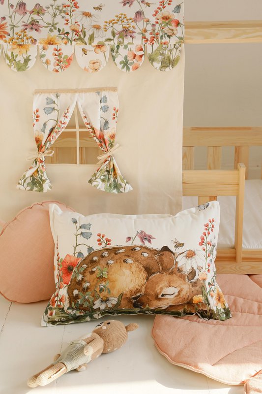 Canopy over bed in the shape of a house "Wilde flower", baby crib house, Decoration for girl's room, personalized baby houses