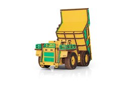 Eco Wood Art (EWA) 3D-Puzzle aus mechanischem Holz, Bergbau-Muldenkipper Belaz-7513E, 4219, Farbe Gelb und Grün, 17 x 10 x 9 cm