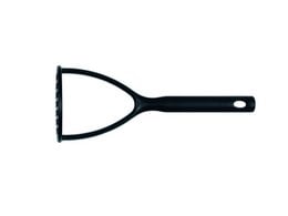 Black nylon potato masher, flat square head, long handle kitchen tool
