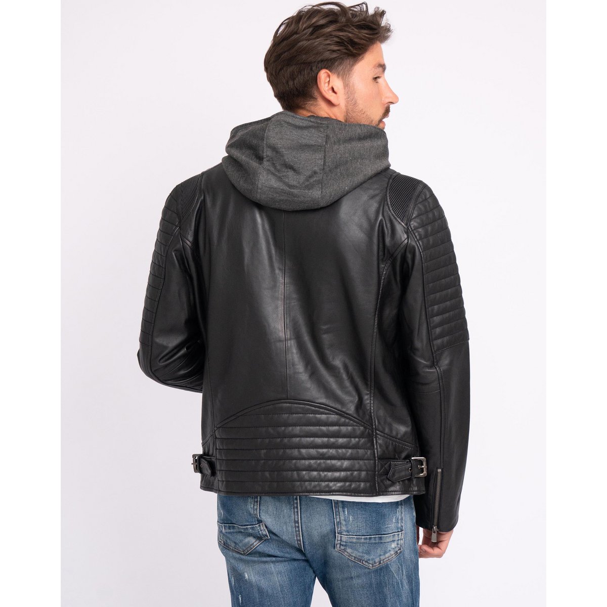 Jasper │ Veste à sweat à capuche en cuir masculin