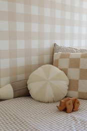 Boucle „biała owieczka”, bawełniana poduszka Patchwork Candy