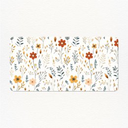  This XXL mouse pad features a floral pattern with colorful flowers, leaves, and other botanical elements. The design includes a variety of shapes, textures, and colors that create a vibrant and nature-inspired aesthetic.