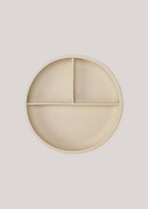 Silicone Divided Suction Plate - Oyster Beige