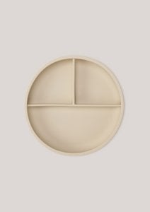 Silicone Divided Suction Plate - Oyster Beige