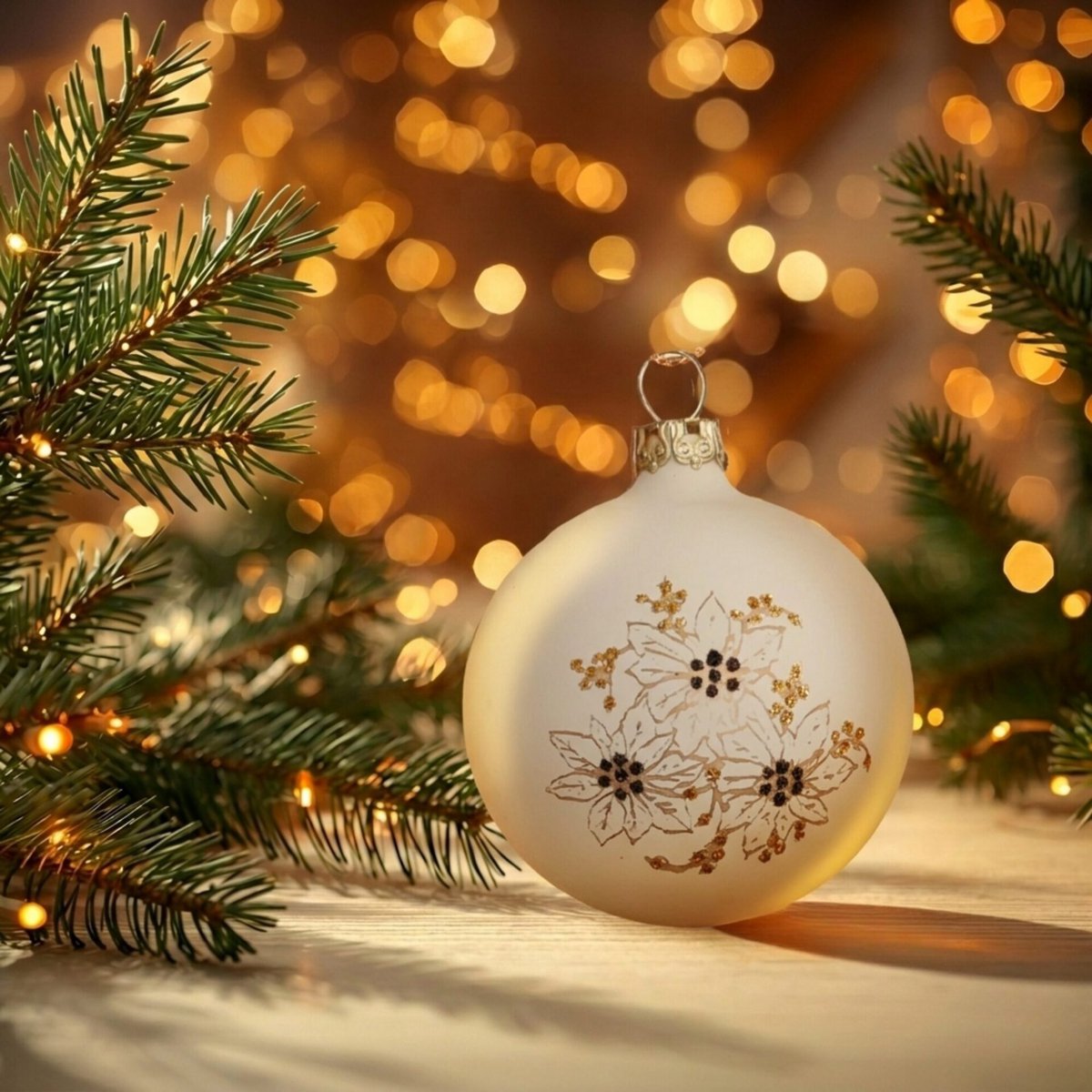"christmas flower white" - 6 cm Christmas balls soft white matt