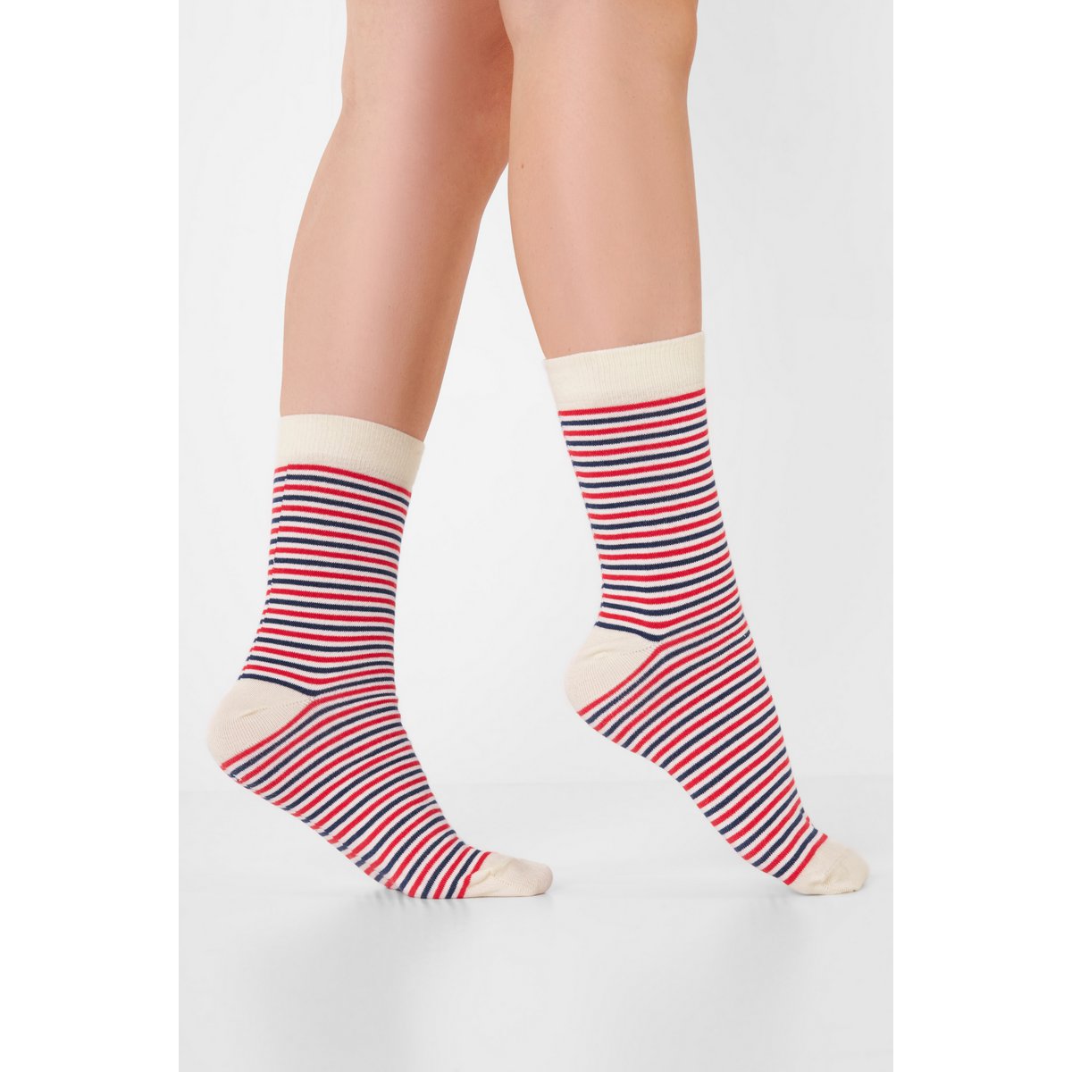 Organic striped socks - socks with red and blue stripes