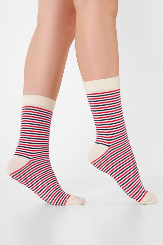 Organic striped socks - socks with red and blue stripes