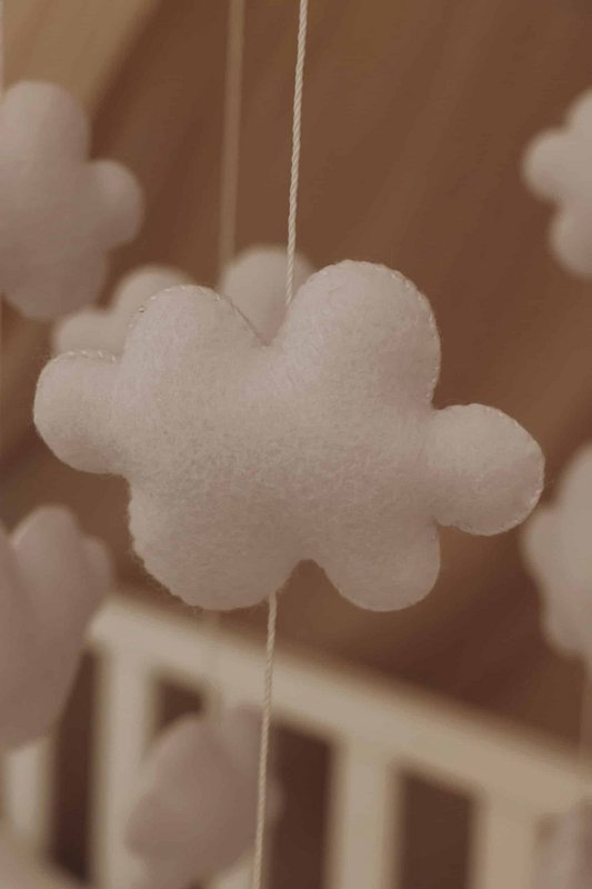 Handgemaakte Wolken Muziekmobiel - Boxmobiel - Baby mobile - mobile wickeltisch