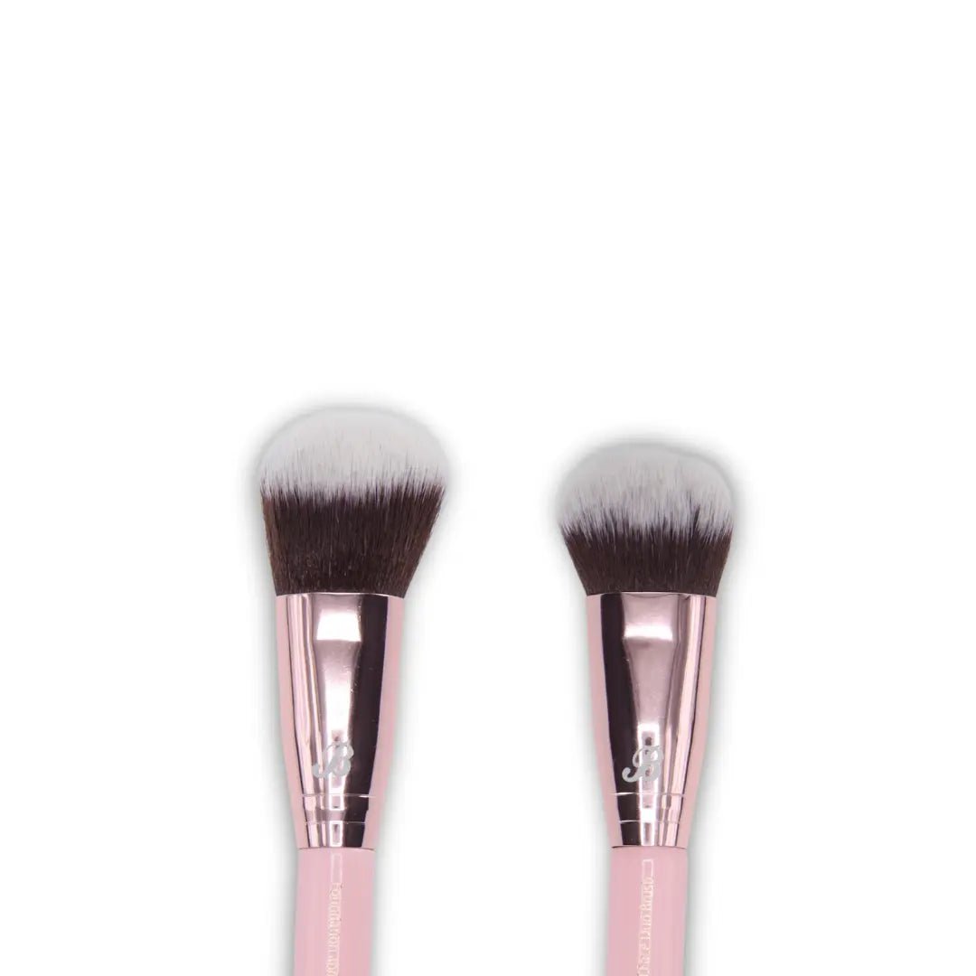Duo Pinceau Fond de Teint et Visage Rose Tendre et Doré