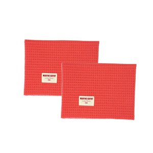 Plain textured placemat - Coral waffle - Set of 2