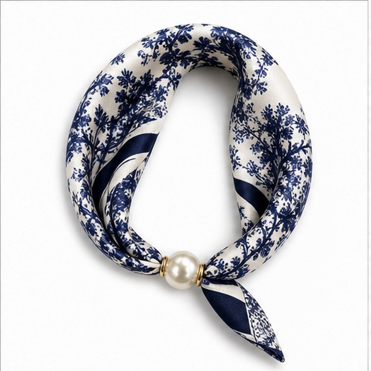 Blauw Wit Bloemenprint One Size