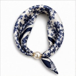 Blauw Wit Bloemenprint One Size