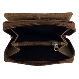 Wallet Women - Buffalo Leather - Leather - RFID - Flower Print - In 5 Colors