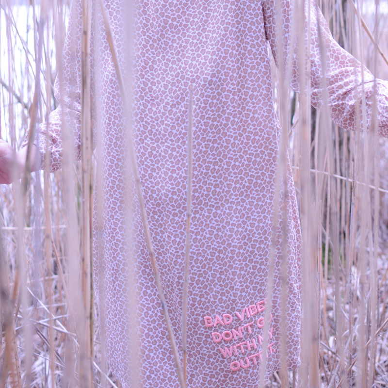 Summer dress %23StyleBabe BEIGE leo print viscose %23StatementFashion "The Message Dress"